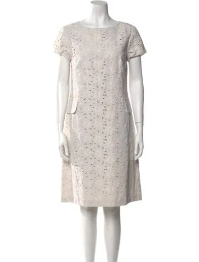 Pre-owned Leggiadro Bateau Neckline Knee-length Dress W/ Tags In Gray