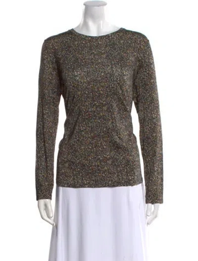 Pre-owned Leggiadro Bateau Neckline Long Sleeve Top In Black
