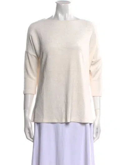 Pre-owned Leggiadro Bateau Neckline Three-quarter Sleeve Sweatshirt In Neutral