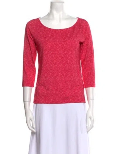 Pre-owned Leggiadro Bateau Neckline Three-quarter Sleeve Top In Pink