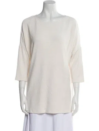 Pre-owned Leggiadro Bateau Neckline Three-quarter Sleeve Tunic W/ Tags In Neutral