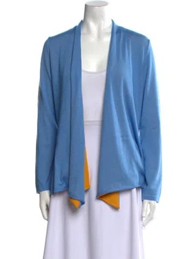 Pre-owned Leggiadro Cashmere Open Front Sweater In Blue