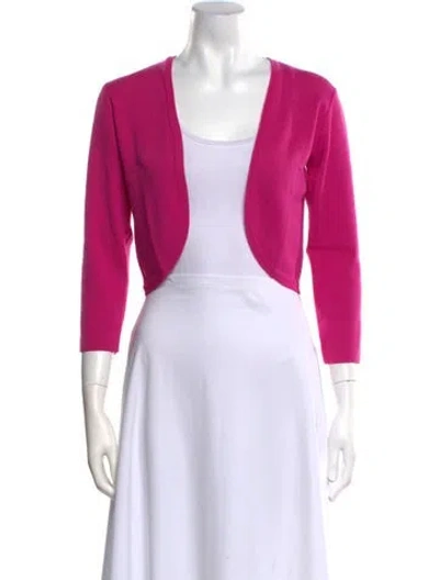 Pre-owned Leggiadro Cashmere Open Front Sweater In Pink