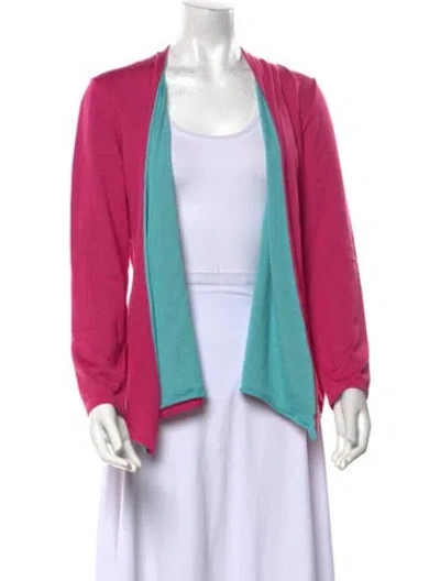 Pre-owned Leggiadro Cashmere Open Front Sweater In Pink