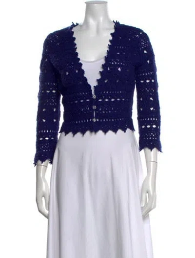 Pre-owned Leggiadro Cashmere V-neck Sweater In Blue