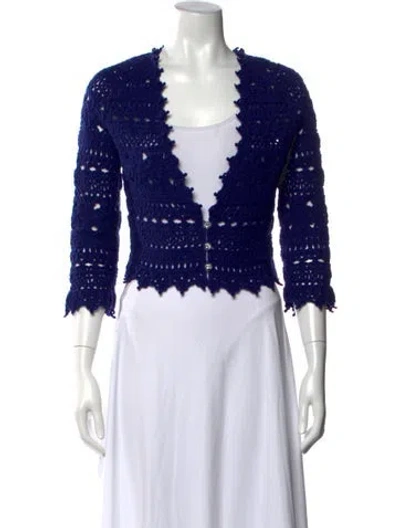 Pre-owned Leggiadro Cashmere V-neck Sweater W/ Tags In Blue