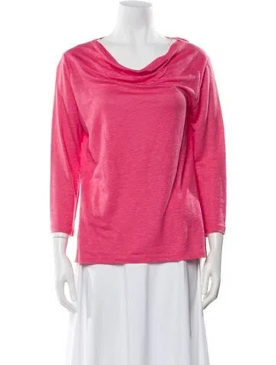 Pre-owned Leggiadro Cowl Neck Three-quarter Sleeve Top In Pink