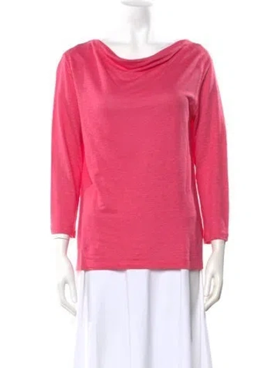 Pre-owned Leggiadro Cowl Neck Three-quarter Sleeve Top In Pink