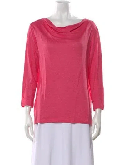 Pre-owned Leggiadro Cowl Neck Three-quarter Sleeve Top In Pink