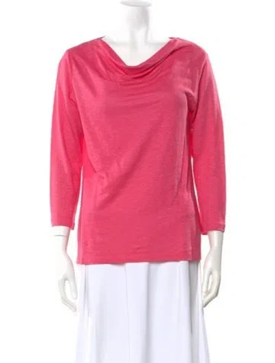 Pre-owned Leggiadro Cowl Neck Three-quarter Sleeve Top In Pink