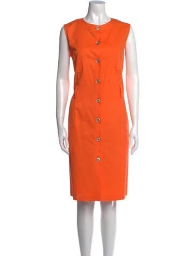Pre-owned Leggiadro Crew Neck Knee-length Dress In Orange