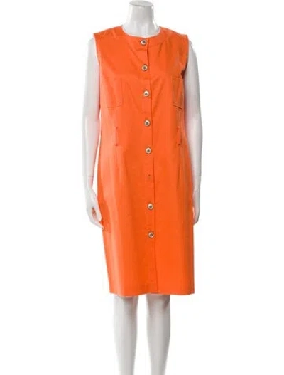 Pre-owned Leggiadro Crew Neck Knee-length Dress In Orange