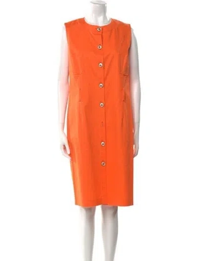 Pre-owned Leggiadro Crew Neck Knee-length Dress In Orange
