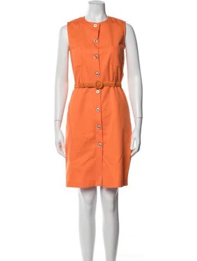 Pre-owned Leggiadro Crew Neck Knee-length Dress In Orange
