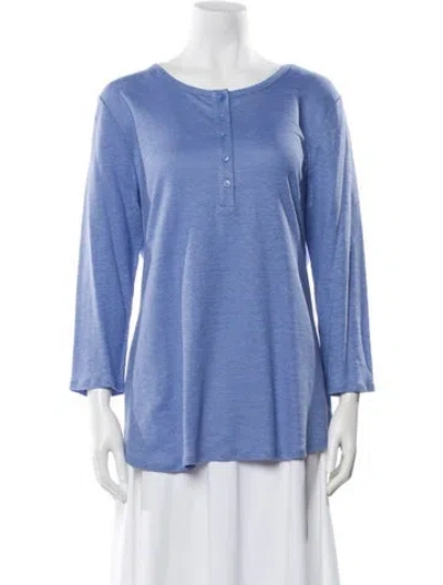 Pre-owned Leggiadro Crew Neck Long Sleeve Top In Blue