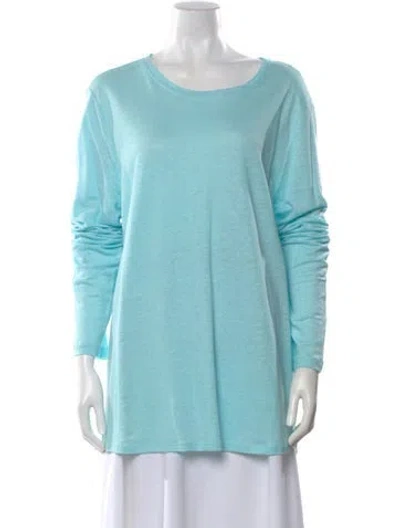 Pre-owned Leggiadro Crew Neck Long Sleeve T-shirt W/ Tags In Blue