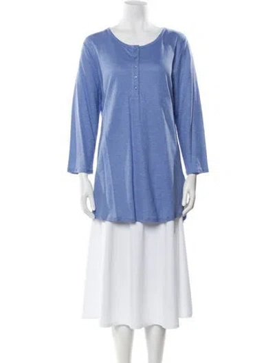 Pre-owned Leggiadro Crew Neck Long Sleeve Tunic In Blue