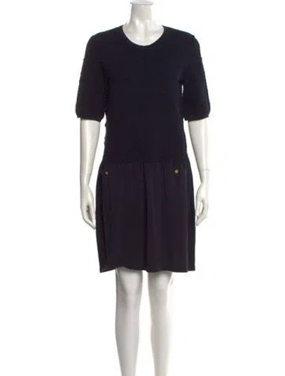 Pre-owned Leggiadro Crew Neck Mini Dress In Blue