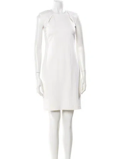 Pre-owned Leggiadro Crew Neck Mini Dress In Neutral