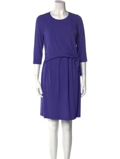 Pre-owned Leggiadro Crew Neck Mini Dress In Purple