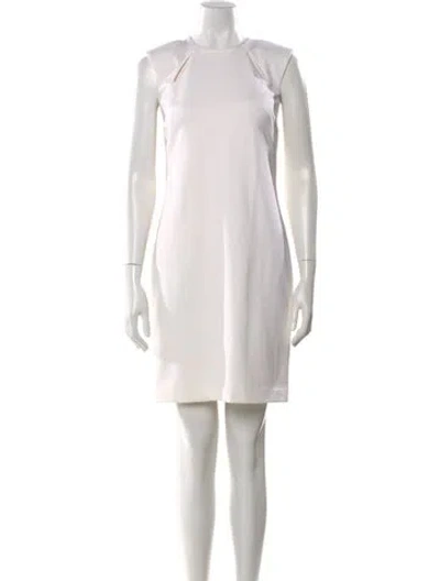 Pre-owned Leggiadro Crew Neck Mini Dress W/ Tags In Neutral