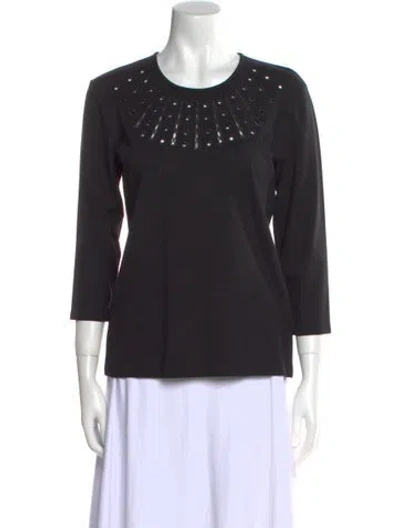Pre-owned Leggiadro Crew Neck Three-quarter Sleeve Top W/ Tags In Black