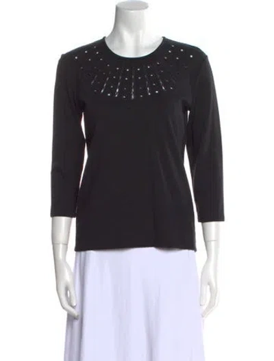 Pre-owned Leggiadro Crew Neck Three-quarter Sleeve Top W/ Tags In Black