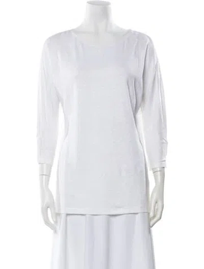 Pre-owned Leggiadro Crew Neck Three-quarter Sleeve Top In White