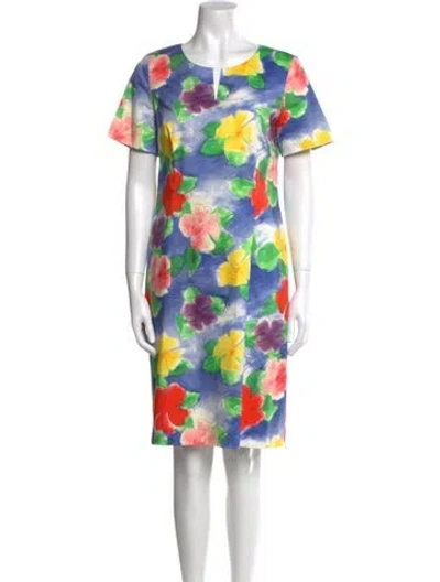 Pre-owned Leggiadro Floral Print Knee-length Dress In Multi