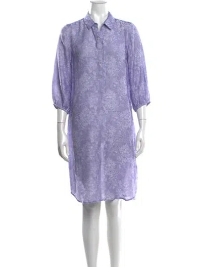 Pre-owned Leggiadro Floral Print Knee-length Dress In Purple