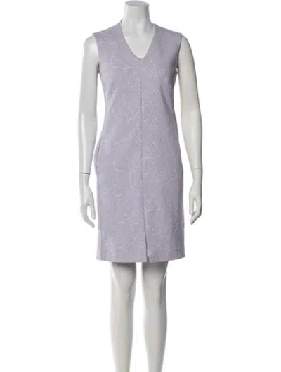 Pre-owned Leggiadro Floral Print Knee-length Dress W/ Tags In Purple