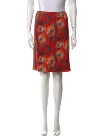 Pre-owned Leggiadro Floral Print Knee-length Skirt In Red