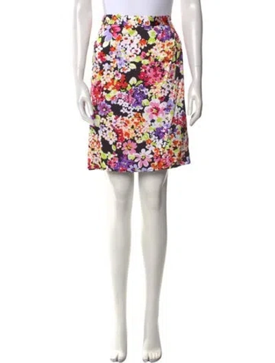 Pre-owned Leggiadro Floral Print Knee-length Skirt W/ Tags In Black