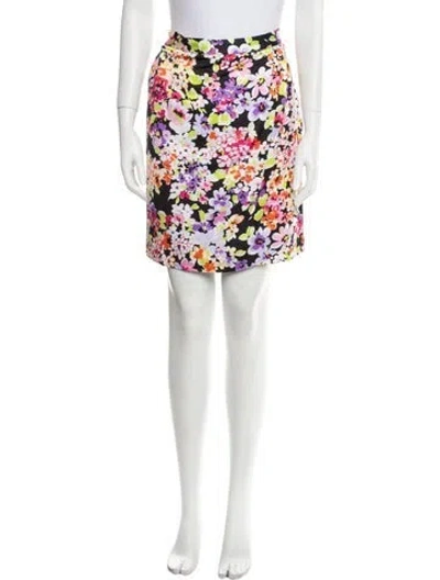 Pre-owned Leggiadro Floral Print Knee-length Skirt W/ Tags In Black