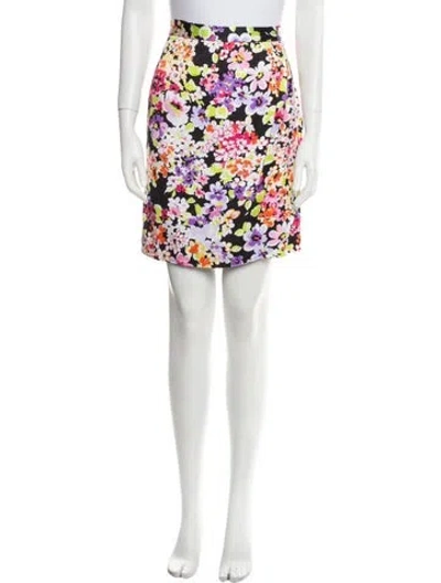 Pre-owned Leggiadro Floral Print Knee-length Skirt W/ Tags In Black