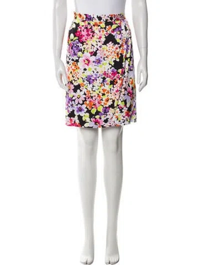 Pre-owned Leggiadro Floral Print Knee-length Skirt W/ Tags In Black