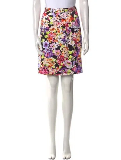 Pre-owned Leggiadro Floral Print Knee-length Skirt W/ Tags In Black