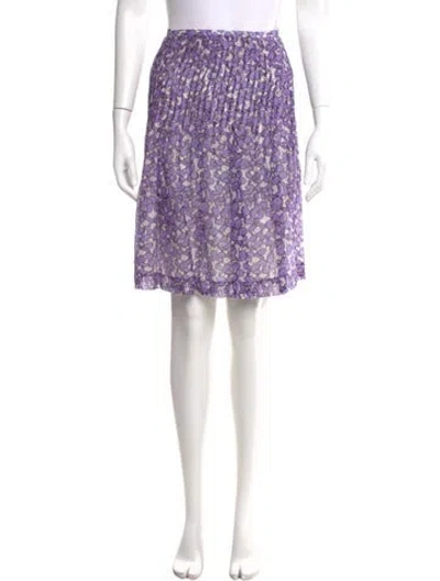 Pre-owned Leggiadro Floral Print Knee-length Skirt W/ Tags In Purple