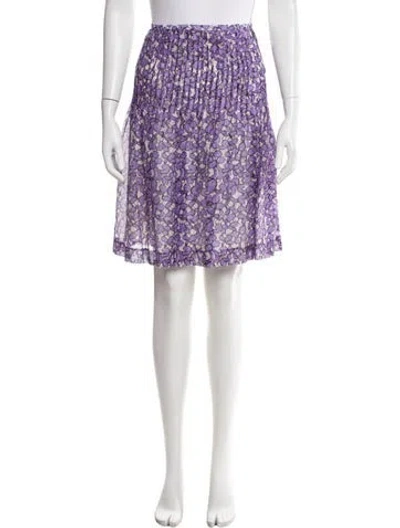 Pre-owned Leggiadro Floral Print Knee-length Skirt W/ Tags In Purple