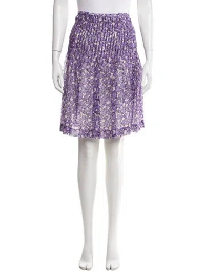 Pre-owned Leggiadro Floral Print Knee-length Skirt W/ Tags In Purple