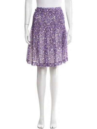 Pre-owned Leggiadro Floral Print Knee-length Skirt W/ Tags In Purple