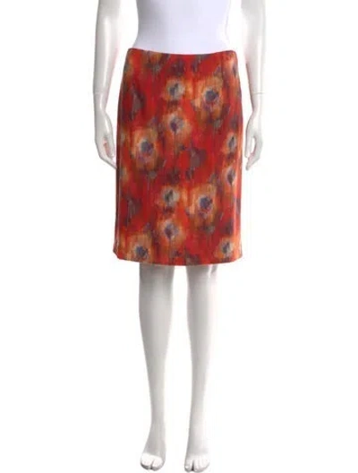 Pre-owned Leggiadro Floral Print Knee-length Skirt W/ Tags In Red