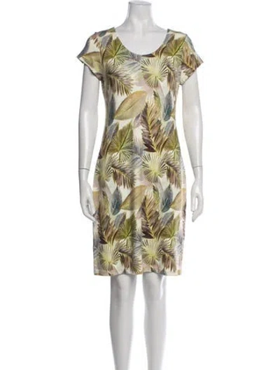 Pre-owned Leggiadro Floral Print Mini Dress In Green