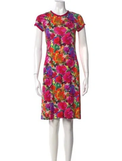 Pre-owned Leggiadro Floral Print Mini Dress In Pink