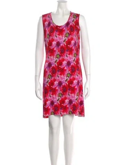 Pre-owned Leggiadro Floral Print Mini Dress W/ Tags In Red
