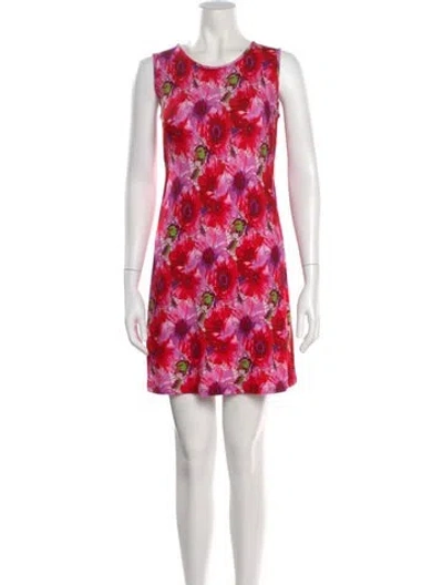 Pre-owned Leggiadro Floral Print Mini Dress W/ Tags In Red