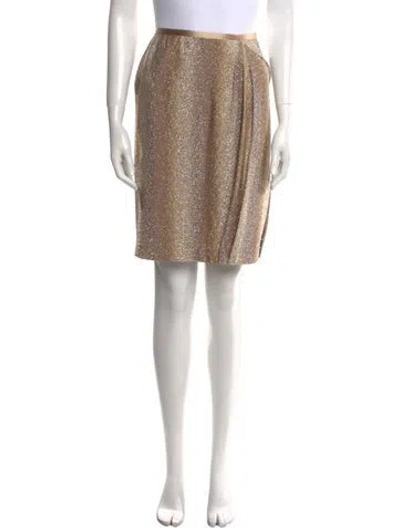 Pre-owned Leggiadro Glitter Accents Knee-length Skirt In Brown
