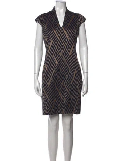 Pre-owned Leggiadro Graphic Print Knee-length Dress In Blue