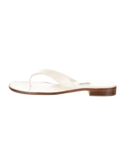 Pre-owned Leggiadro Leather Flip Flops In Neutral