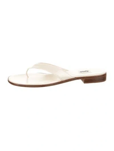 Pre-owned Leggiadro Leather Flip Flops In Neutrals